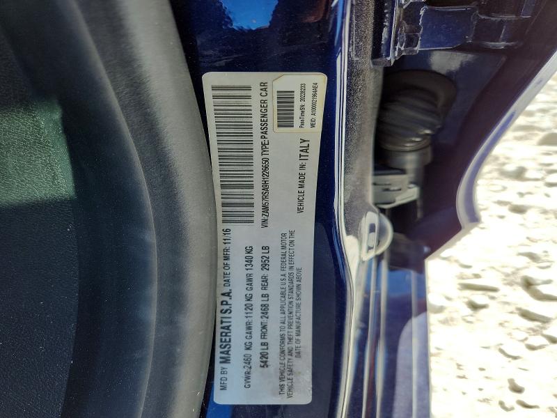 Продажа на аукционе авто 2017 Maserati Ghibli, vin: ZAM57RSA9H1226650, номер лота: 60478816
