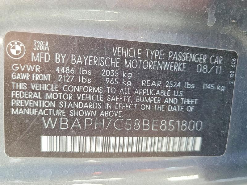 Продажа на аукционе авто 2011 Bmw 328, vin: WBAPH7C58BE851800, номер лота: 62641126