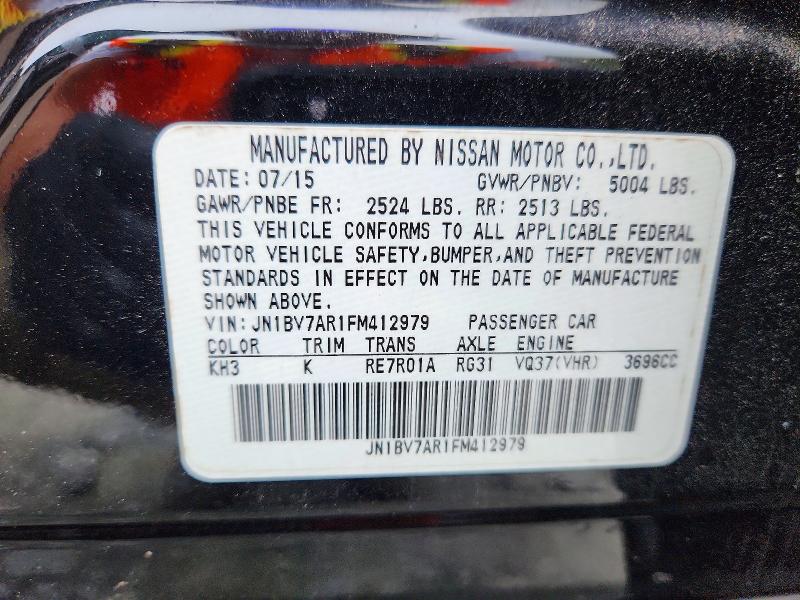 Aukcja sprzedaży 2015 Infiniti Q50, vin: JN1BV7AR1FM412979, numer aukcji: 60453246