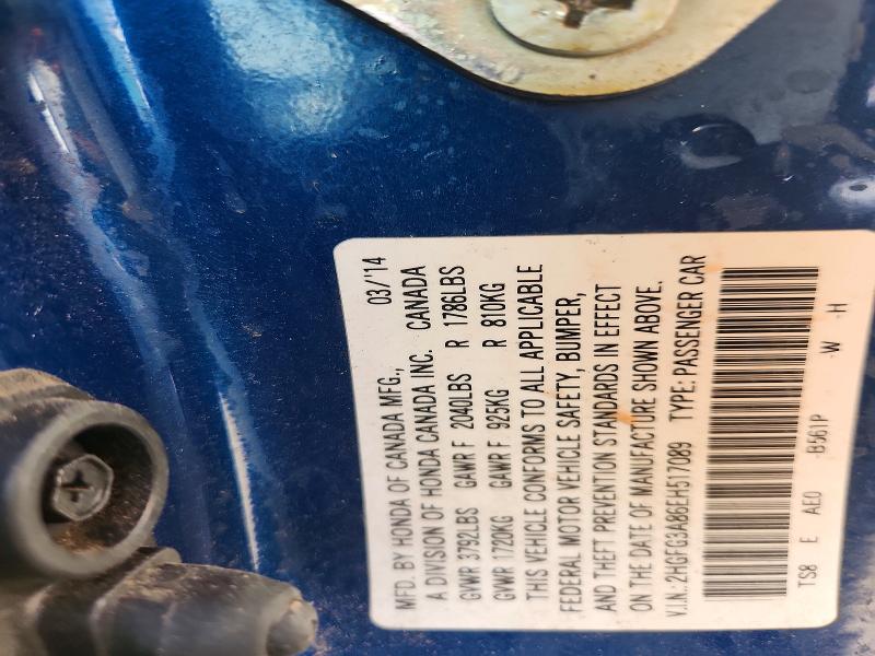 Aukcja sprzedaży 2014 Honda Civic, vin: 2HGFG3A86EH517089, numer aukcji: 60367536