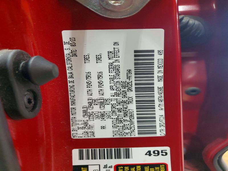 63100526 :رقم المزاد ، 3TMAZ5CNXPM206917 vin ، 2023 Toyota Tacoma مزاد بيع