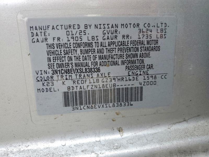 Aukcja sprzedaży 2025 Nissan Versa, vin: 3N1CN8EVXSL838336, numer aukcji: 59959546