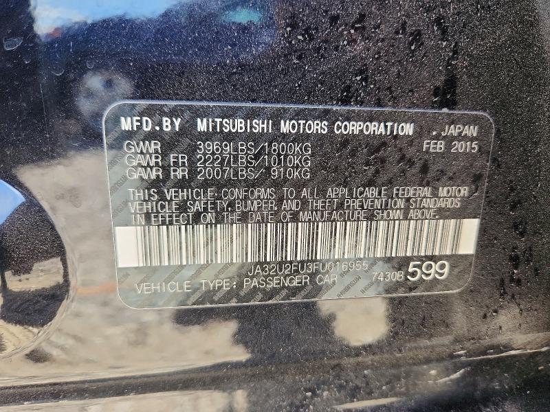 Aukcja sprzedaży 2015 Mitsubishi Lancer, vin: JA32U2FU3FU016955, numer aukcji: 59809346