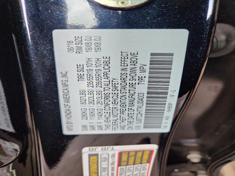 61912386 :رقم المزاد ، 5J8TC2H77KL004003 vin ، 2019 Acura Rdx مزاد بيع