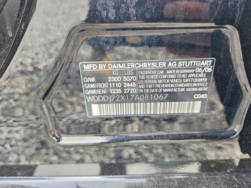 61963246 :رقم المزاد ، WDDDJ72X17A081067 vin ، 2007 Mercedes-benz Cls مزاد بيع