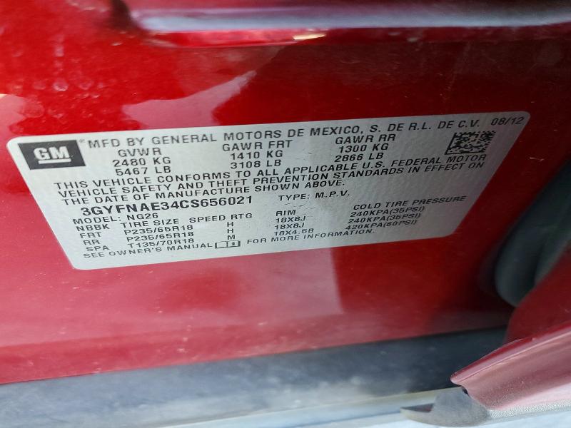 Aukcja sprzedaży 2012 Cadillac Srx, vin: 3GYFNAE34CS656021, numer aukcji: 62804486
