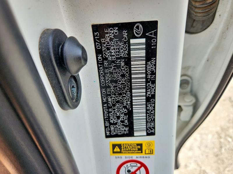 2013 Lexus Ct მანქანა იყიდება აუქციონზე, vin: JTHKD5BH7D2159037, აუქციონის ნომერი: 61745596