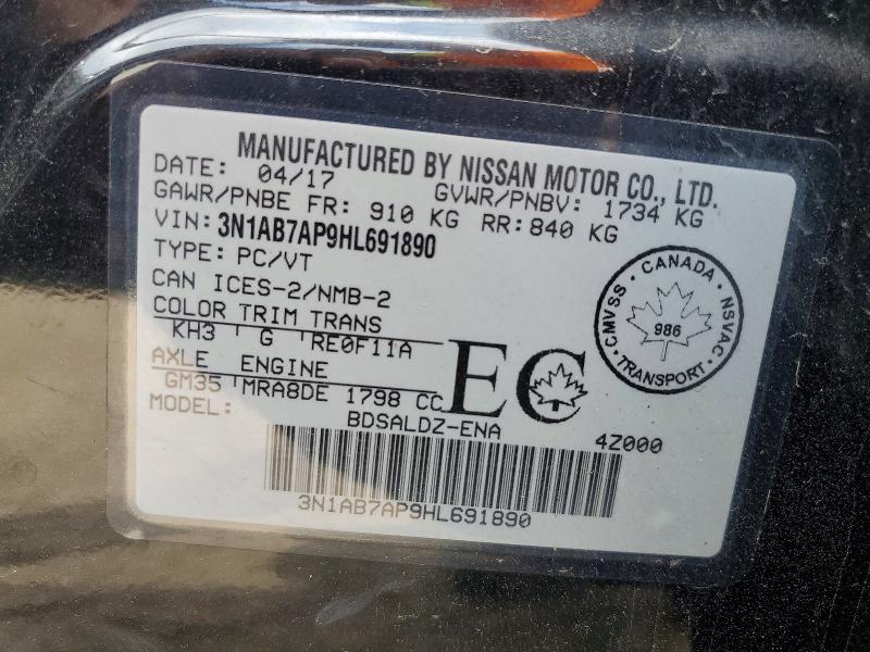 Продаж на аукціоні авто 2017 Nissan Sentra, vin: 3N1AB7AP9HL691890, номер лоту: 63399846