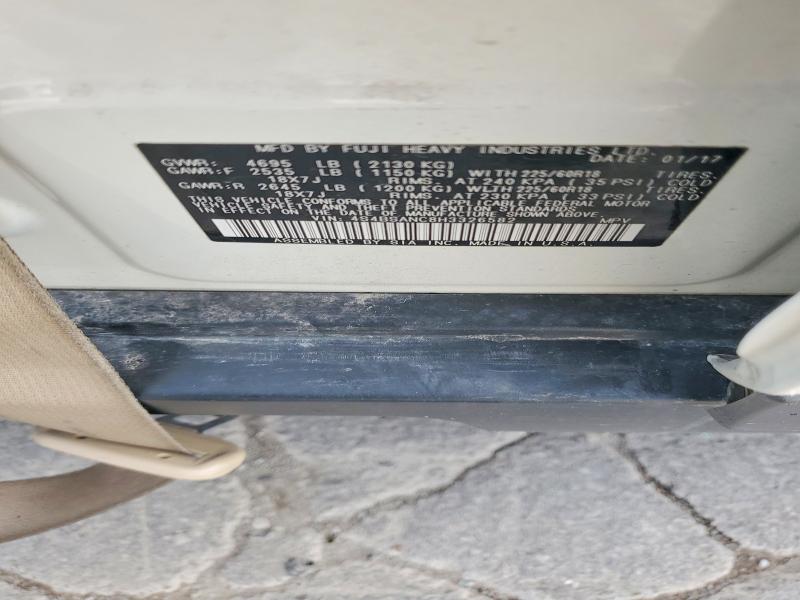 2017 Subaru Outback მანქანა იყიდება აუქციონზე, vin: 4S4BSANC8H3326582, აუქციონის ნომერი: 61009516