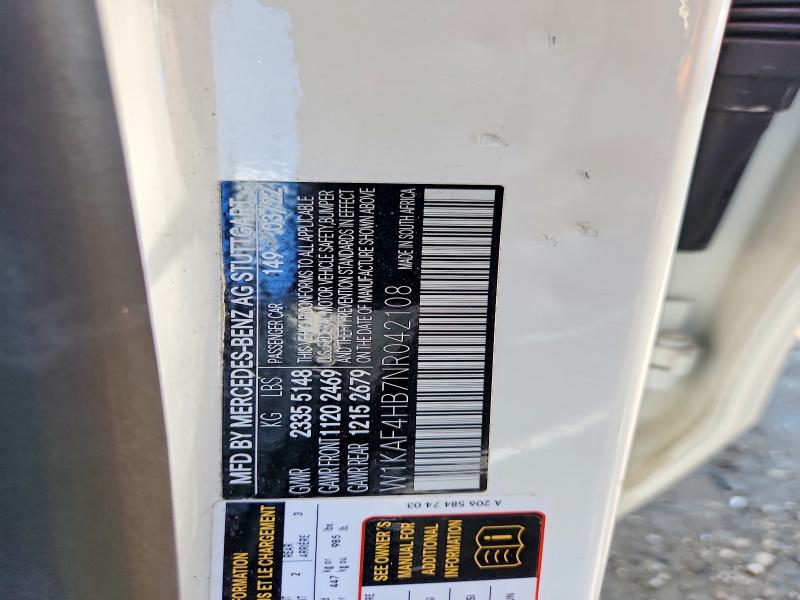 Aukcja sprzedaży 2022 Mercedes-benz C, vin: W1KAF4HB7NR042108, numer aukcji: 59699586