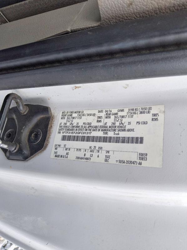 Продаж на аукціоні авто 2016 Ford F150, vin: 1FTFX1EF2GFC01317, номер лоту: 60676986