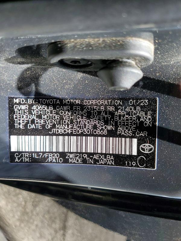 Продажа на аукционе авто 2023 Toyota Corolla Hybrid, vin: JTDBCMFE0P3010868, номер лота: 54815866