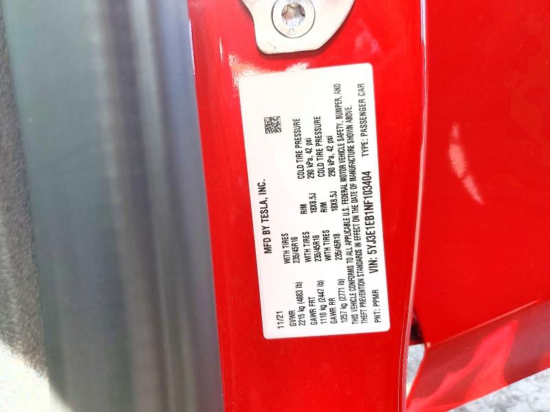 Продажа на аукционе авто 2022 Tesla Model 3, vin: 5YJ3E1EB1NF103404, номер лота: 59729856