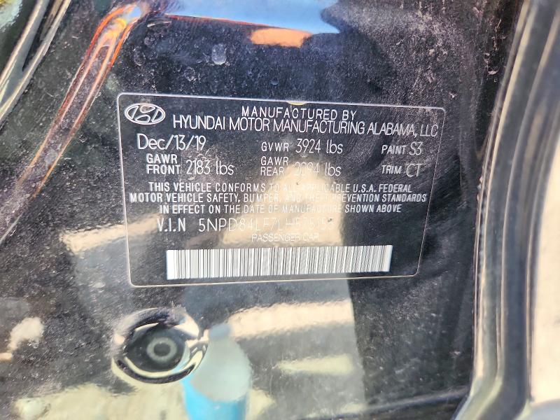 61607066 :رقم المزاد ، 5NPD84LF7LH575155 vin ، 2020 Hyundai Elantra مزاد بيع