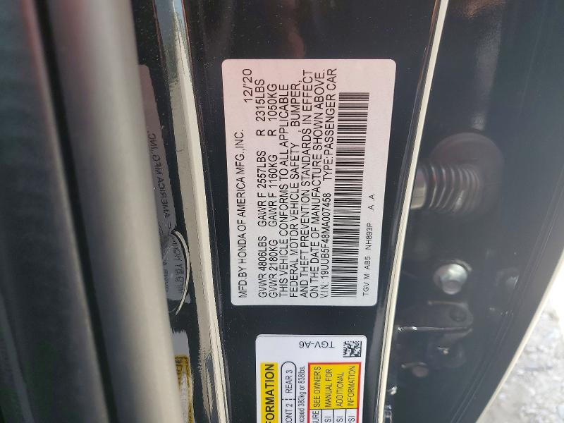 Aukcja sprzedaży 2021 Acura Tlx, vin: 19UUB5F48MA007458, numer aukcji: 60840436