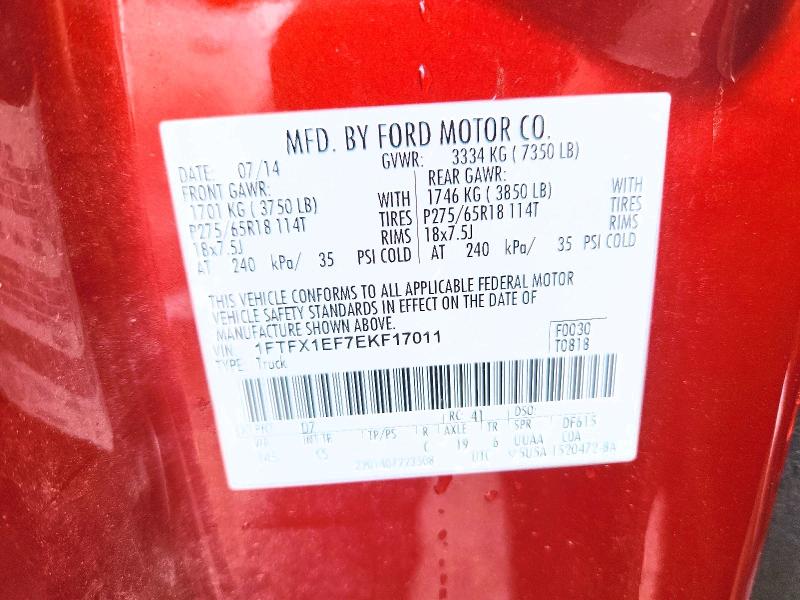62308506 :رقم المزاد ، 1FTFX1EF7EKF17011 vin ، 2014 Ford F150 مزاد بيع
