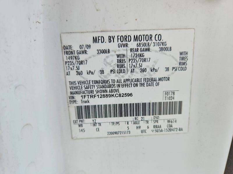 Aukcja sprzedaży 2009 Ford F150, vin: 1FTRF12889KC82596, numer aukcji: 61558386