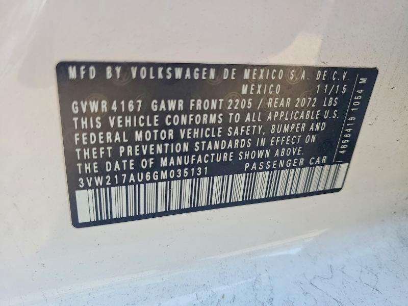 Продаж на аукціоні авто 2016 Volkswagen Golf, vin: 3VW217AU6GM035131, номер лоту: 85627975
