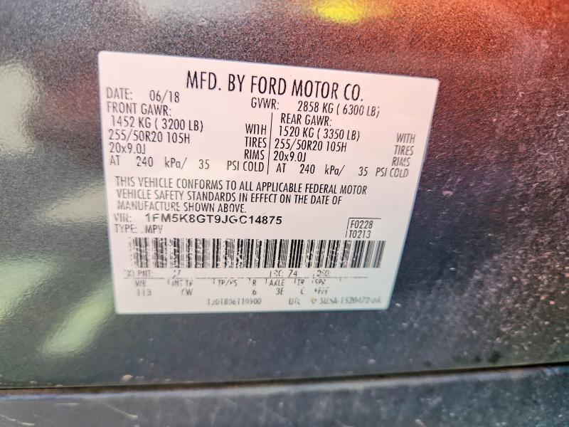 Aukcja sprzedaży 2018 Ford Explorer, vin: 1FM5K8GT9JGC14875, numer aukcji: 59669866