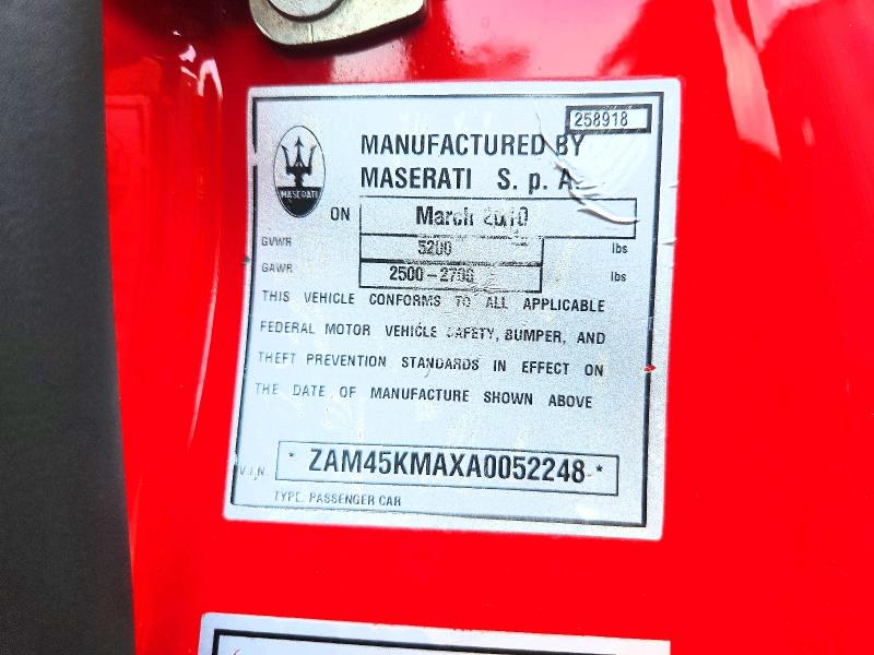 Продажа на аукционе авто 2010 Maserati Granturismo, vin: ZAM45KMAXA0052248, номер лота: 60473396