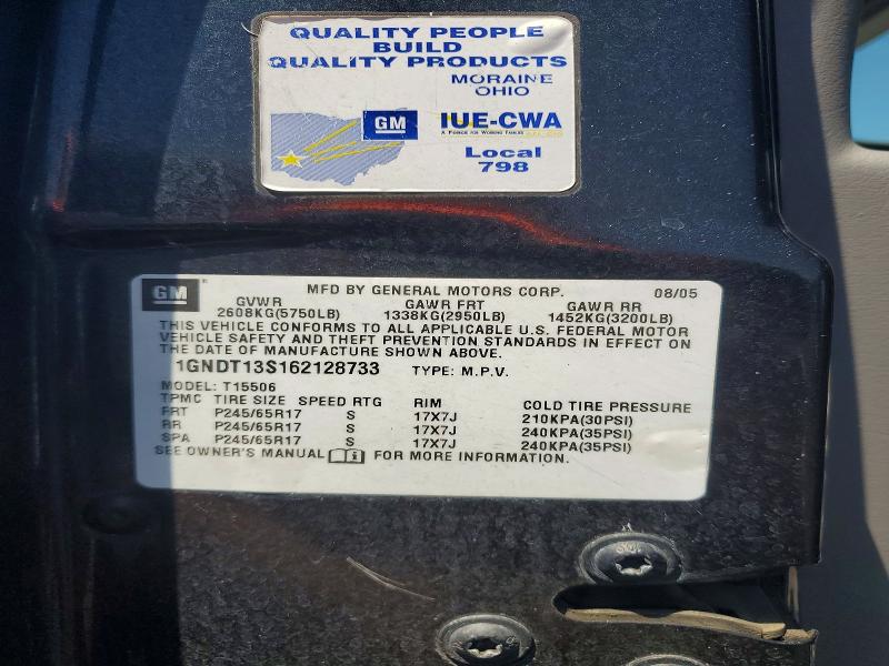 2006 Chevrolet Trailblazer მანქანა იყიდება აუქციონზე, vin: 1GNDT13S162128733, აუქციონის ნომერი: 60060506