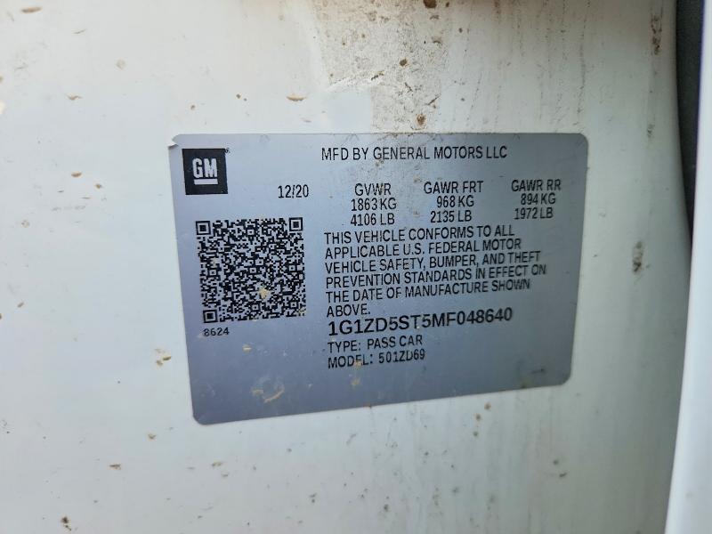 2021 Chevrolet Malibu მანქანა იყიდება აუქციონზე, vin: 1G1ZD5ST5MF048640, აუქციონის ნომერი: 60467456