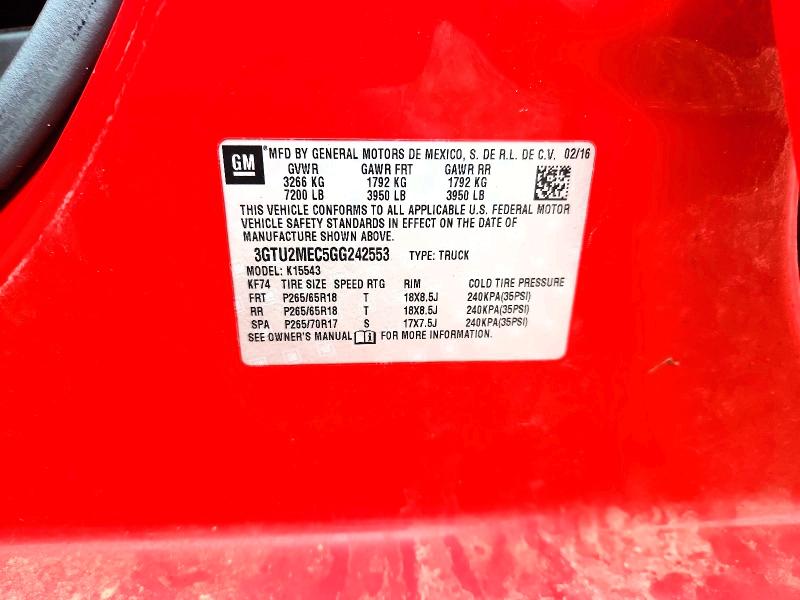 Продаж на аукціоні авто 2016 Gmc Sierra, vin: 3GTU2MEC5GG242553, номер лоту: 62271326
