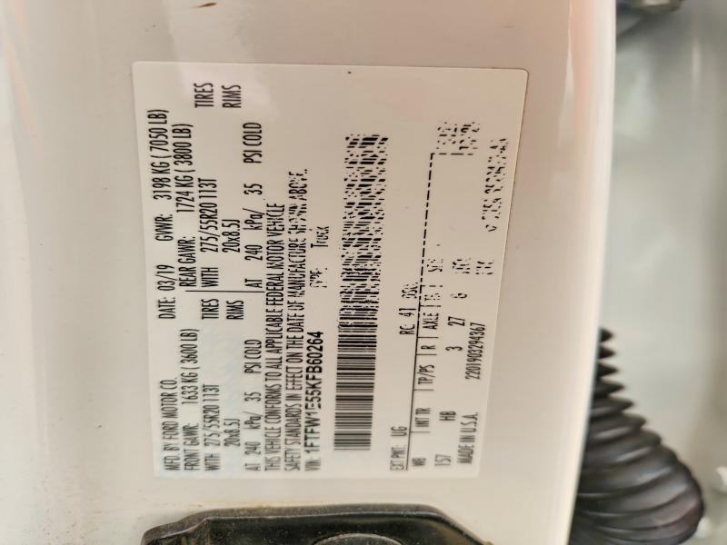 Aukcja sprzedaży 2019 Ford F150, vin: 1FTFW1E55KFB60264, numer aukcji: 61309436