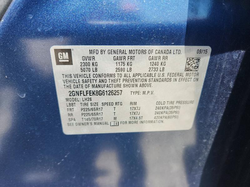 2016 Chevrolet Equinox მანქანა იყიდება აუქციონზე, vin: 2GNFLFEK8G6126257, აუქციონის ნომერი: 60856346