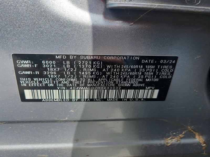 Aukcja sprzedaży 2024 Subaru Ascent, vin: 4S4WMAED7R3433032, numer aukcji: 63126746