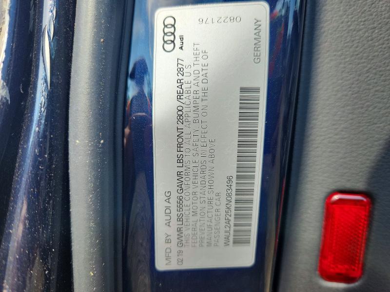 2019 Audi A6 მანქანა იყიდება აუქციონზე, vin: WAUL2AF25KN083496, აუქციონის ნომერი: 60830556