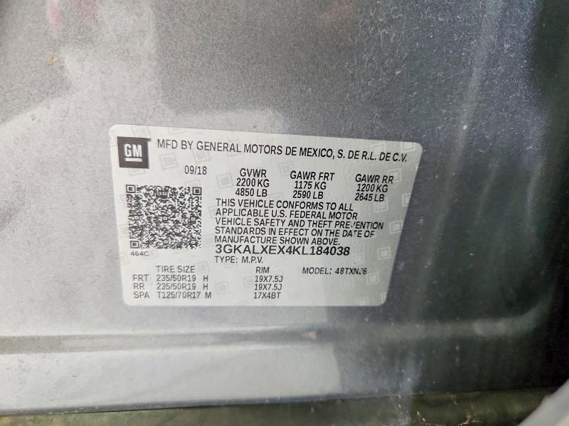 Aukcja sprzedaży 2019 Gmc Terrain, vin: 3GKALXEX4KL184038, numer aukcji: 62694666