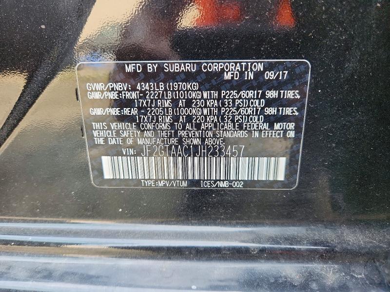 Aukcja sprzedaży 2018 Subaru Crosstrek, vin: JF2GTAAC1JH233457, numer aukcji: 62006366