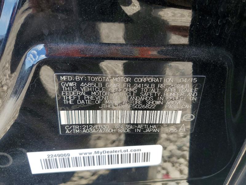 Aukcja sprzedaży 2015 Lexus Is, vin: JTHCF1D26F5026822, numer aukcji: 59903456