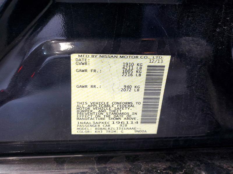 Продажа на аукционе авто 2014 Nissan Altima, vin: 1N4AL3APXEC196114, номер лота: 61742696