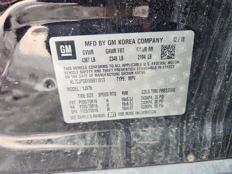 Продаж на аукціоні авто 2019 Chevrolet Trax, vin: KL7CJPSBXKB811813, номер лоту: 61767466
