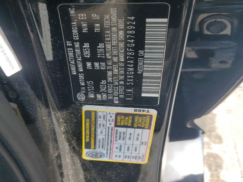 2015 Kia Optima მანქანა იყიდება აუქციონზე, vin: 5XXGM4A78FG478924, აუქციონის ნომერი: 59903726