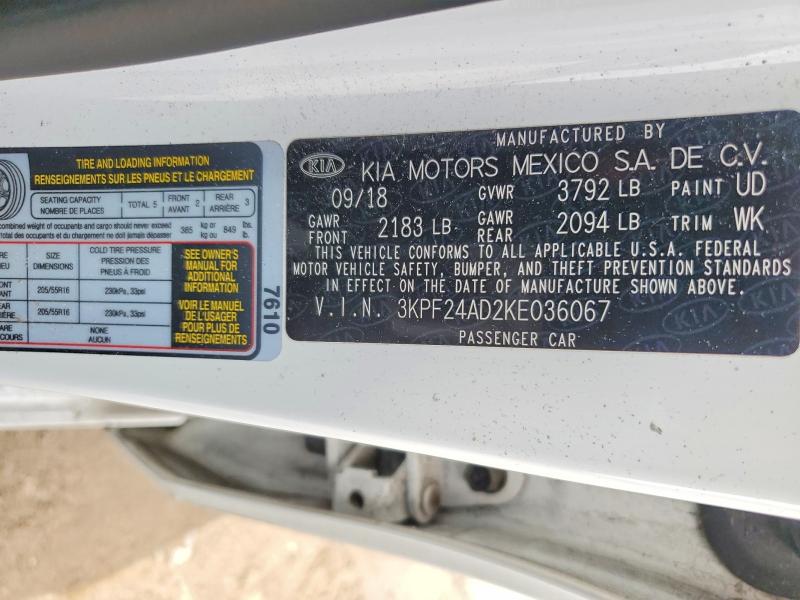 Продажа на аукционе авто 2019 Kia Forte, vin: 3KPF24AD2KE036067, номер лота: 61329106