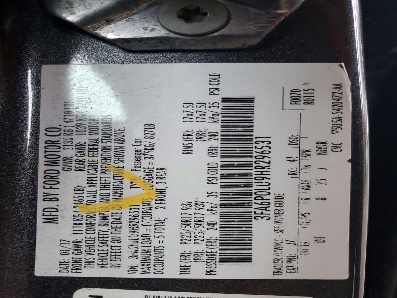 Aukcja sprzedaży 2017 Ford Fusion, vin: 3FA6P0LU9HR296531, numer aukcji: 60042226