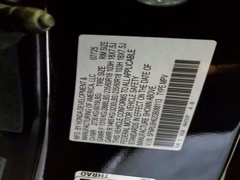 Продаж на аукціоні авто 2025 Honda Odyssey, vin: 5FNRL6H62SB088113, номер лоту: 61678526
