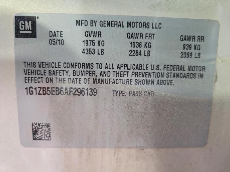 62502156 :رقم المزاد ، 1G1ZB5EB6AF296139 vin ، 2010 Chevrolet Malibu مزاد بيع