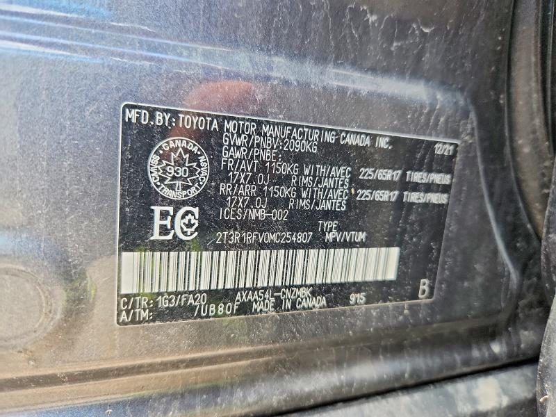 Продажа на аукционе авто 2021 Toyota Rav4, vin: 2T3R1RFV0MC254807, номер лота: 60010866