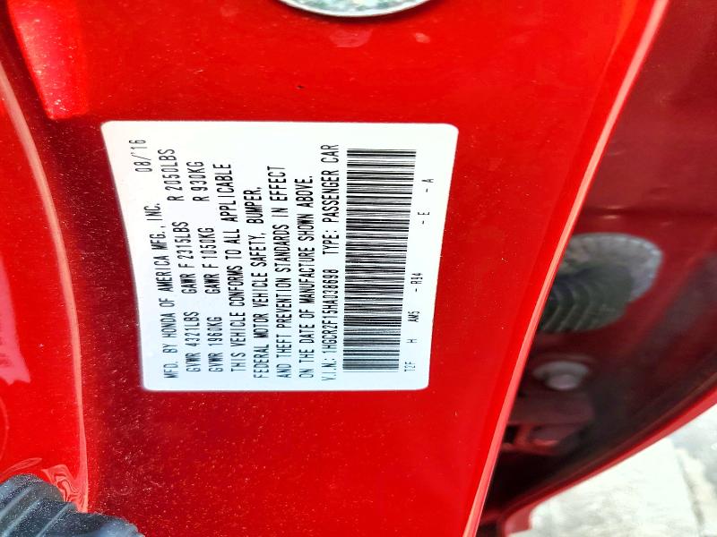 Aukcja sprzedaży 2017 Honda Accord, vin: 1HGCR2F15HA038698, numer aukcji: 62535736