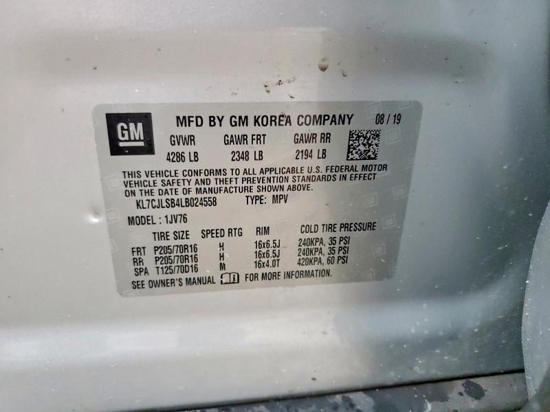 Продаж на аукціоні авто 2020 Chevrolet Trax, vin: KL7CJLSB4LB024558, номер лоту: 60986456