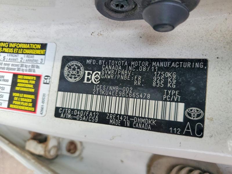 Продажа на аукционе авто 2011 Toyota Matrix, vin: 2T1KU4EE9BC665478, номер лота: 59169696