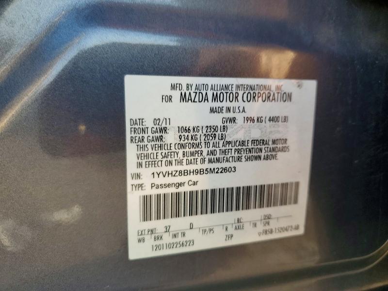 Aukcja sprzedaży 2011 Mazda 6, vin: 1YVHZ8BH9B5M22603, numer aukcji: 63339726