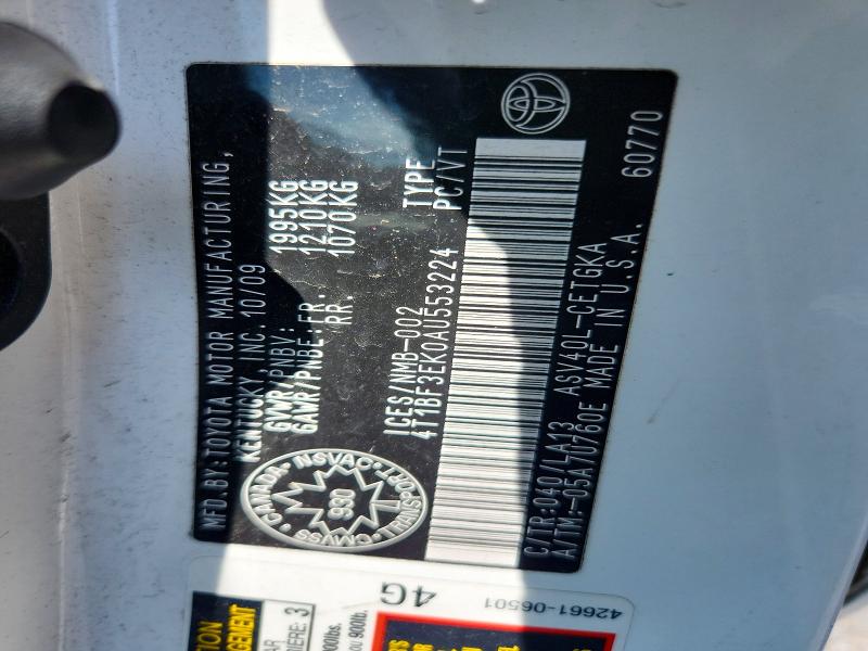 2010 Toyota Camry მანქანა იყიდება აუქციონზე, vin: 4T1BF3EK0AU553224, აუქციონის ნომერი: 60521706