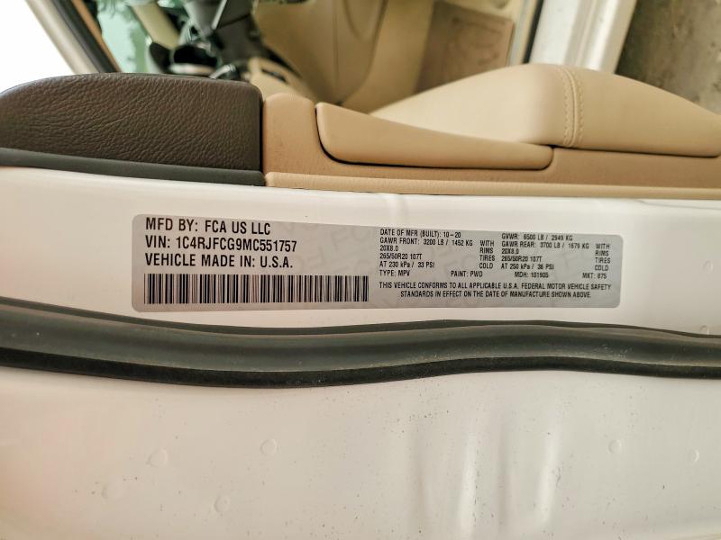 2021 Jeep Grand Cherokee მანქანა იყიდება აუქციონზე, vin: 1C4RJFCG9MC551757, აუქციონის ნომერი: 57735826
