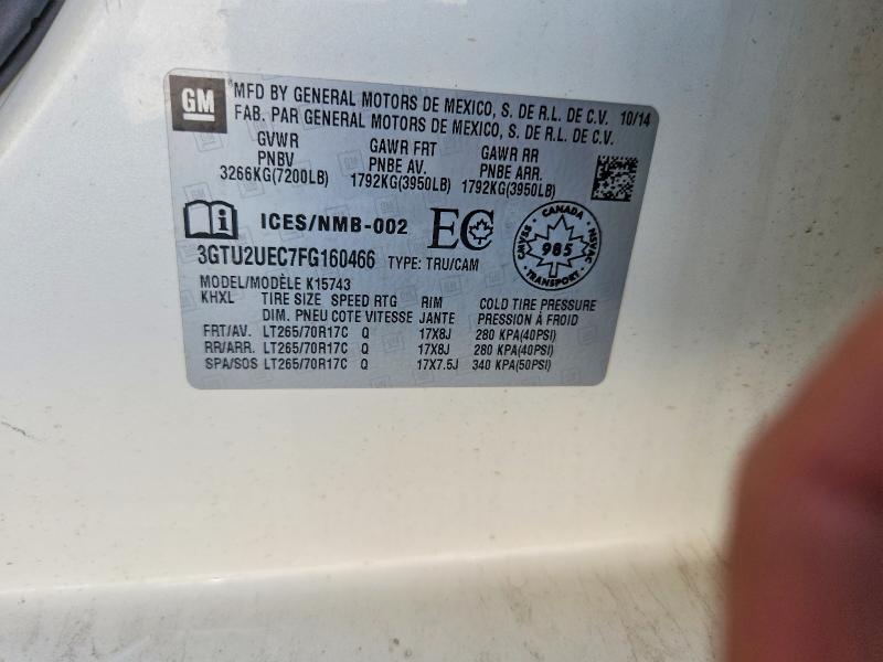 2015 Gmc Sierra მანქანა იყიდება აუქციონზე, vin: 3GTU2UEC7FG160466, აუქციონის ნომერი: 60785206