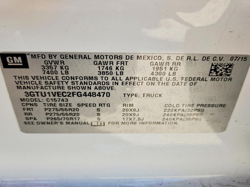 Продаж на аукціоні авто 2015 Gmc Sierra, vin: 3GTU1VEC2FG448470, номер лоту: 60082246